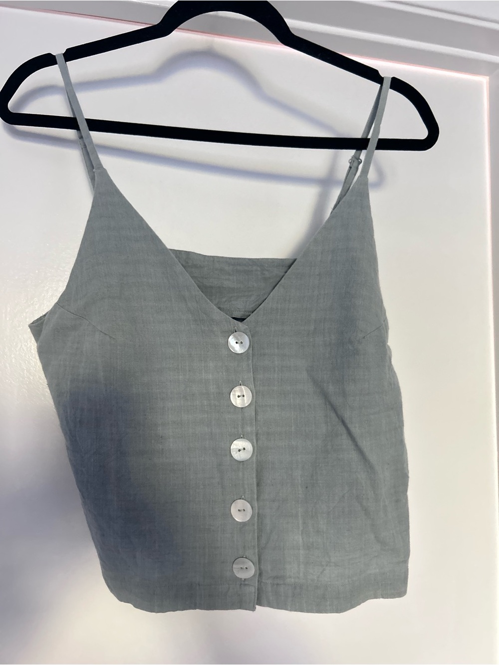 RVCA blue/Grey Button-Front Spaghetti Strap Tank Top
